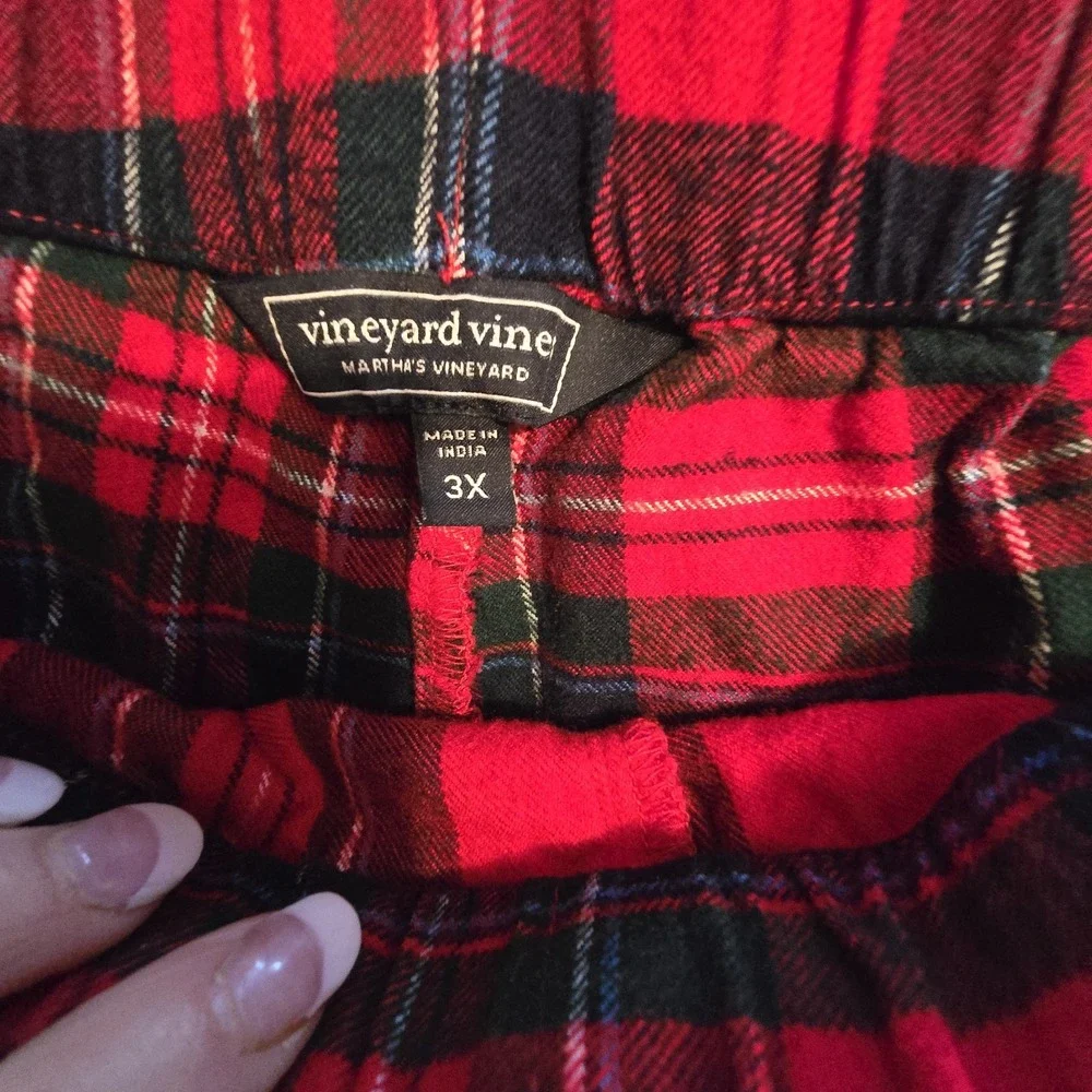 Vineyard Vines Plaid Flannel Pajama Set Womens Plus 3X Red Classic‎ Warm Holiday